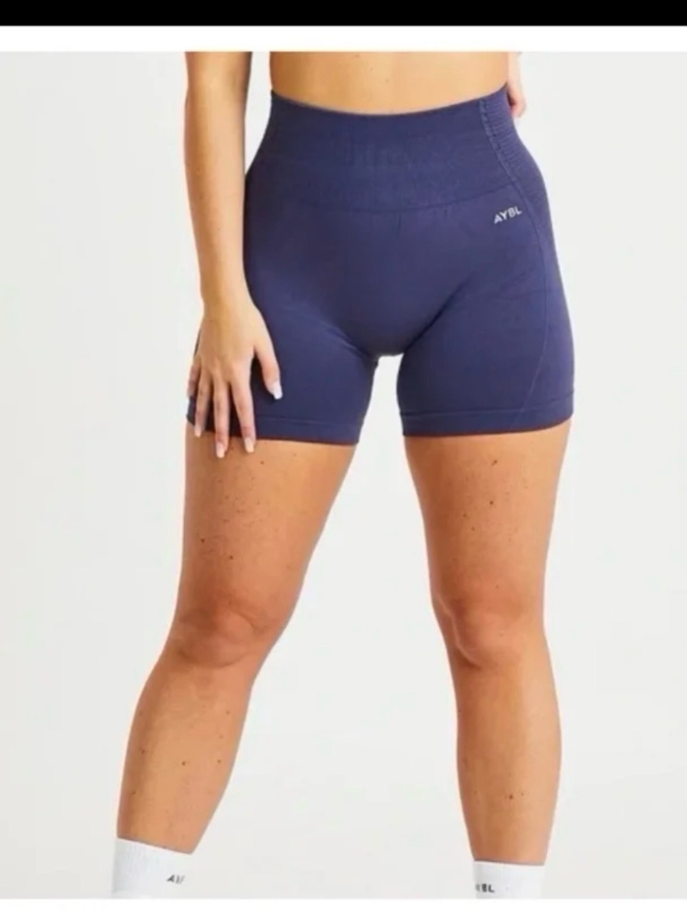 NWOT AYBL High-Rise dark purple Seamless shorts, size small